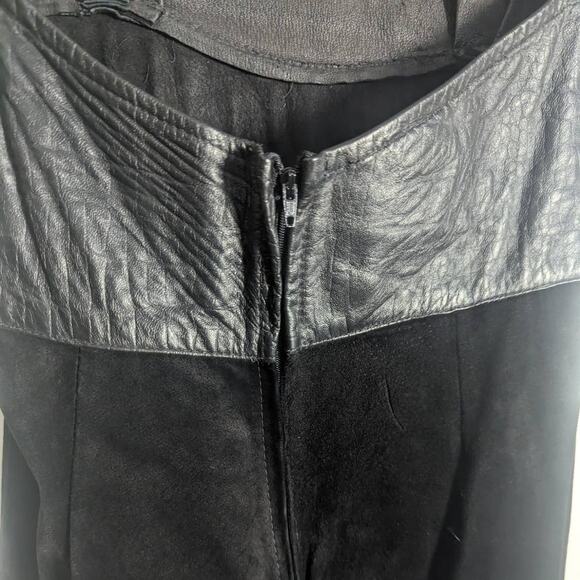 Chamois Shack Vintage Black Genuine Leather & Suede Open Back Dress, Size Small - Picture 3 of 6